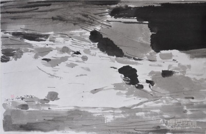 邱兴雄 水中天系列4 墨笔纸本 68cm×55cm 2011年