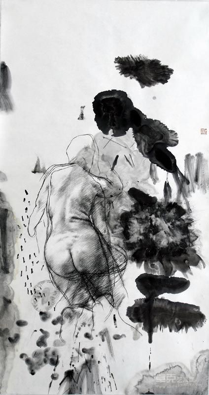于振平 向日葵 墨笔纸本 90cm×189cm  2005年