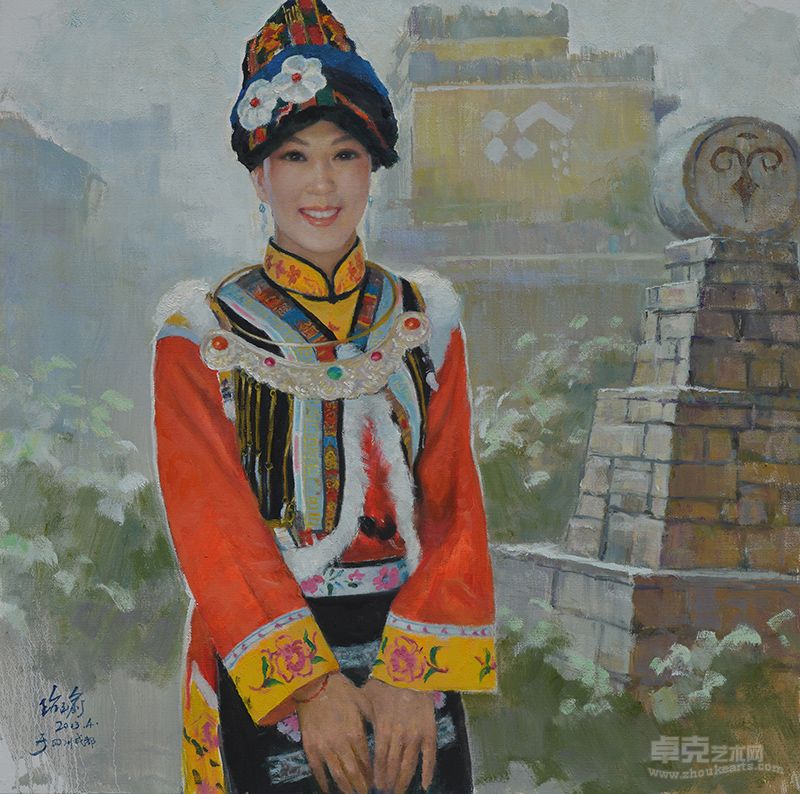 羌族姑娘（80cmx80cm）油画