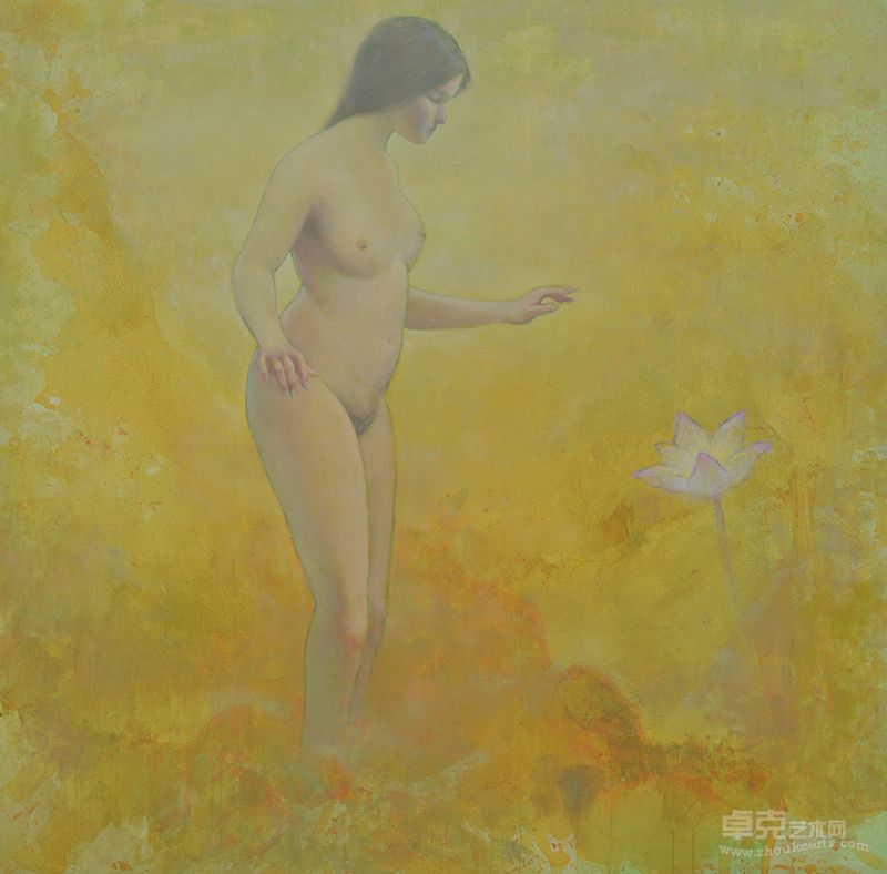 荷塘花香（110cmx110cm）丙烯、油画