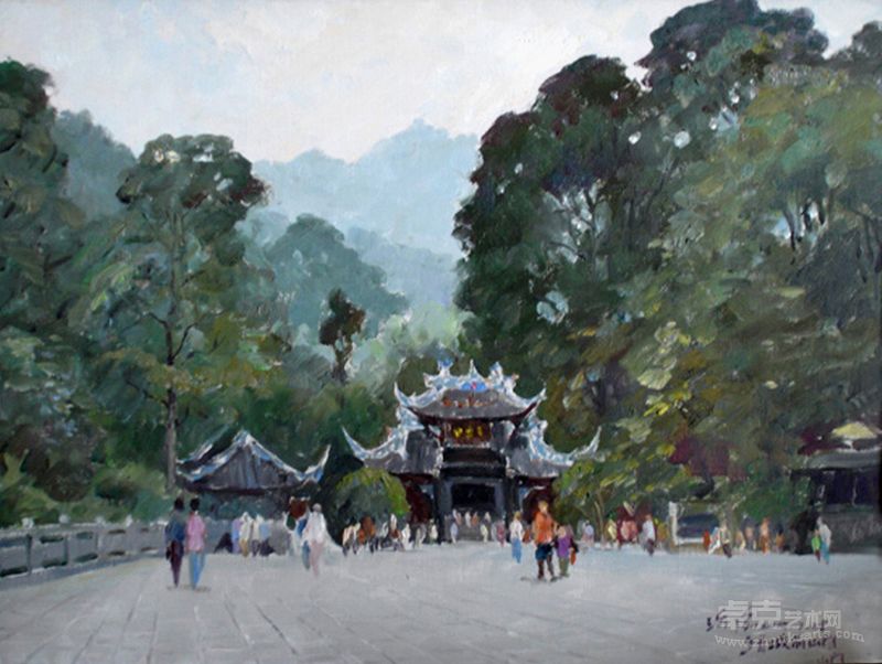 青城山山门（60cmx50cm）油画