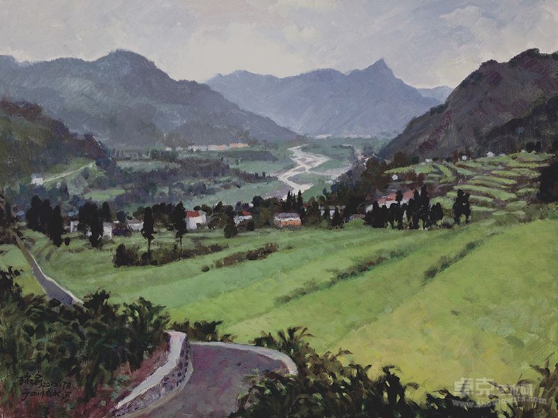 白水河系列之远眺白水河（80cmx60cm）油画