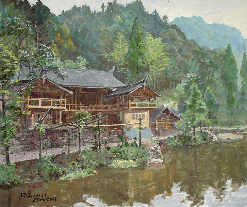 上里古镇系列 绿荫人家（60cmx50cm）油画