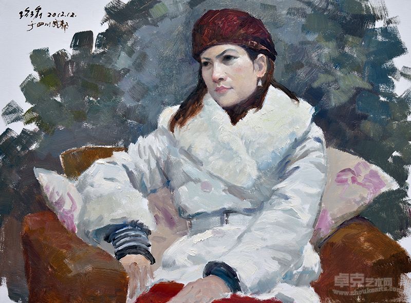绿荫下少女系列2（80cmx60cm）油画