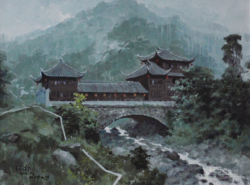 白水河系列之山雨小溪（80cmx60cm）油画