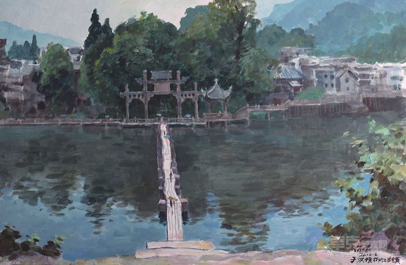 柳江古镇系列之牌坊桥（80cmx60cm）丙烯