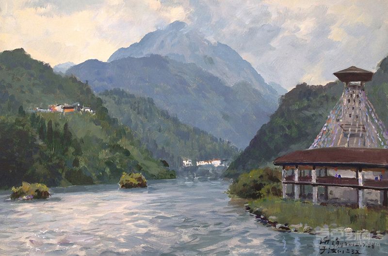 三江水景（90cmx60cm）油画
