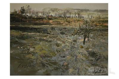 临溪而渔 黄润生 80x60cm 2013年