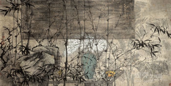 袁野 故园春秋 宣纸岩彩 244x122cm