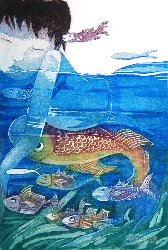 董倩 游弋之一  20cmx14cm 铜板套色50 2012