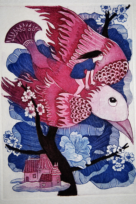 董倩 愿之五 20cmx14cm 铜板套色100 2012年