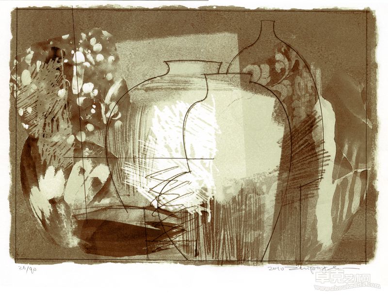 卢治平 瓶罐 25cm×34.5cm 丝网版画  2010年