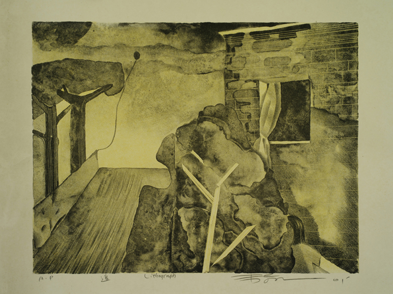 未修图 韦嘉 追 29cm×37cm 石版画  2001年