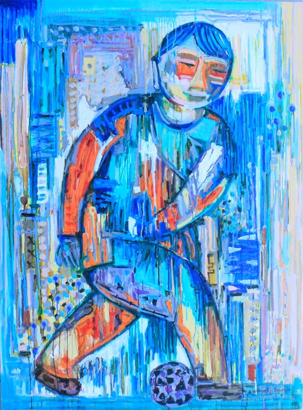 2012年120×160cm戏球童子（二）