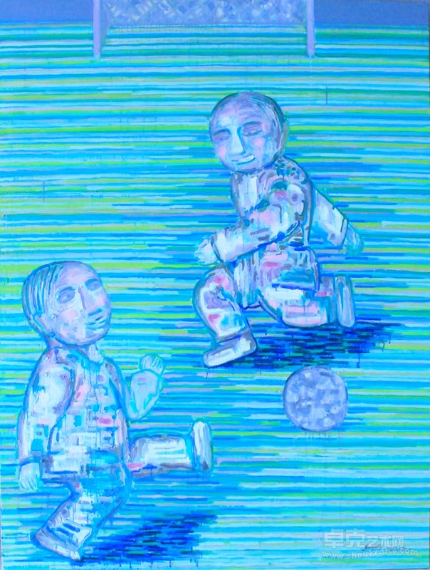 2012年120×160cm戏球童子（三）