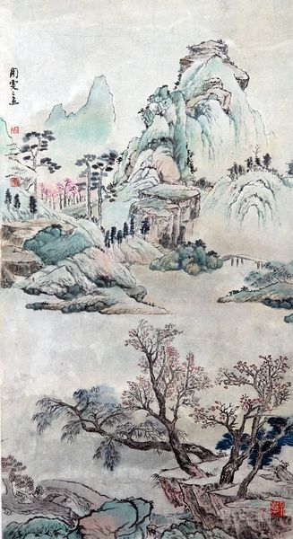 仿沈周青绿山水