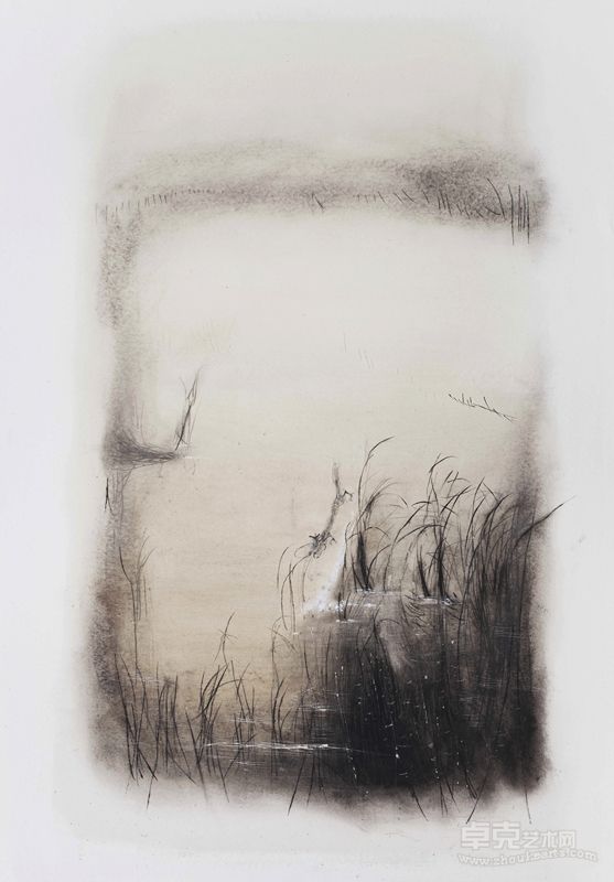 吕岩  有龙的风景   110x80cm  纸本综合材料