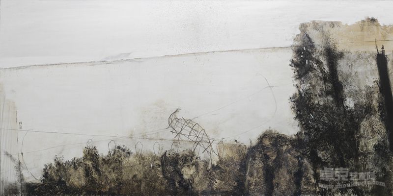 吕岩  梯形湖 300x150cm   布面综合材料