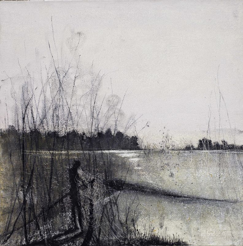吕岩  风景  60x60cm  布面综合材料