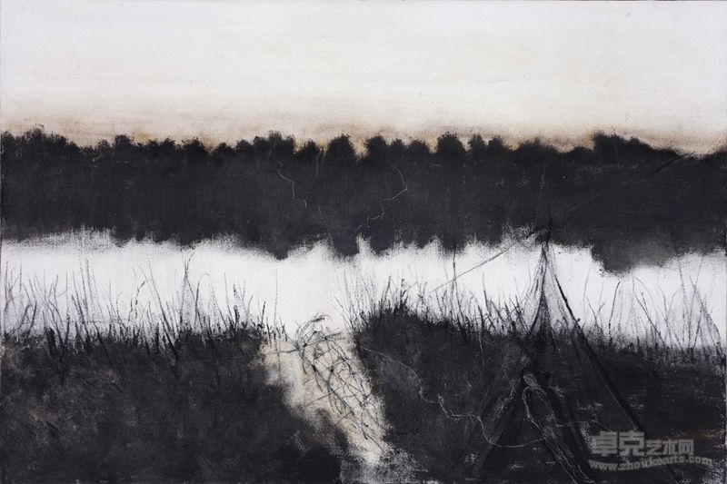 吕岩   潮白河   80x120cm  布面综合材料