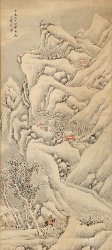 齐白石作品 雪山行旅图