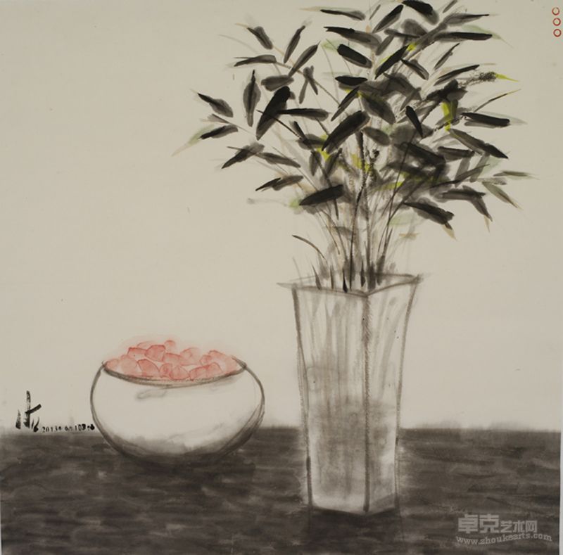 谢海 小红果 彩墨纸本 68cm×68cm 2013年