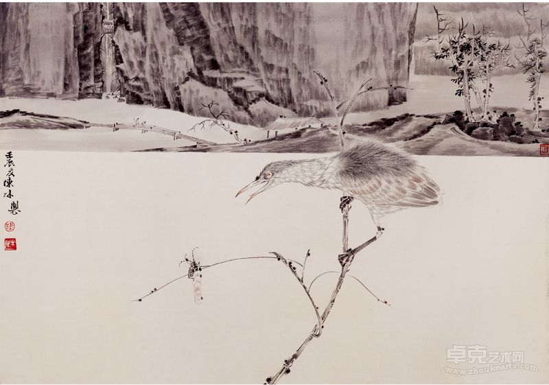 畅神·  半千之瀑 46x  66cm  绢本淡设色 2012年