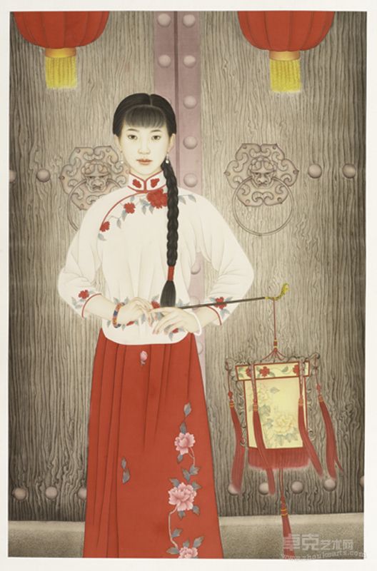 崔景哲 工笔人物 115.5X76cm 镜片