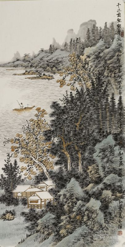 沈钊昌 山水 136X69.5cm 软片