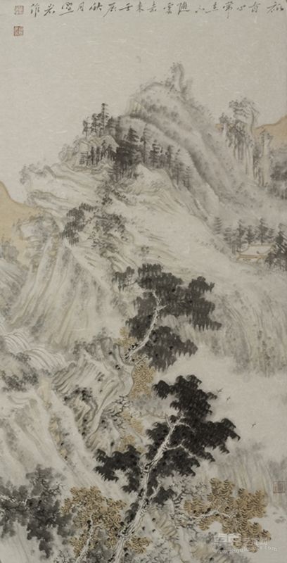 宋野岩  山水 144X75.5cm 软片