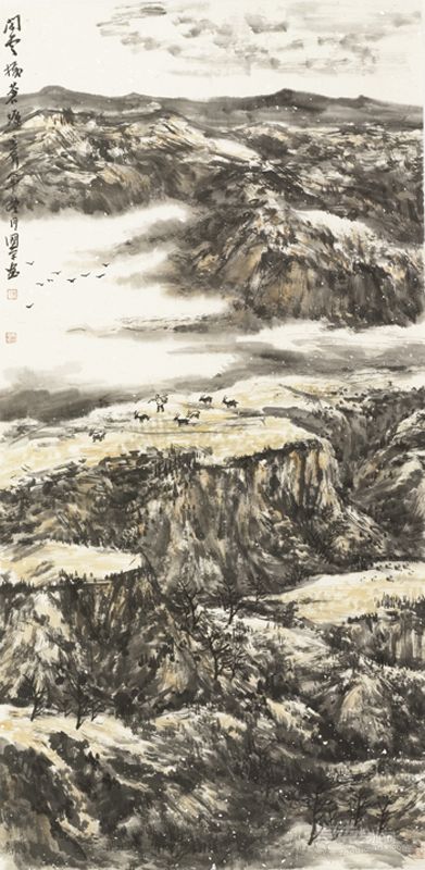 曾国荣 山水 138.5X69cm 托片