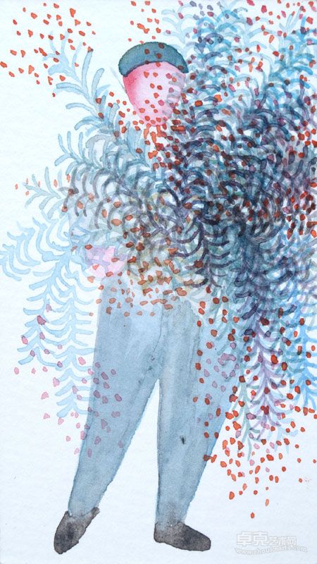 布同  树木爱好者系列，水彩，6cmx9cm