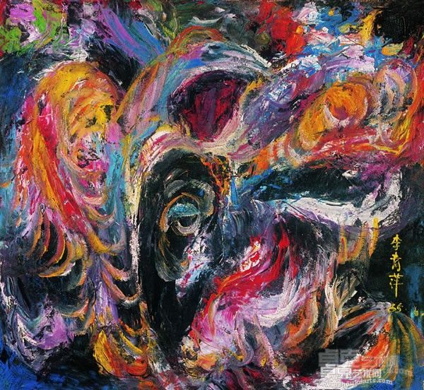 李青萍 凤尾花 布面油彩 61x56cm 1985年