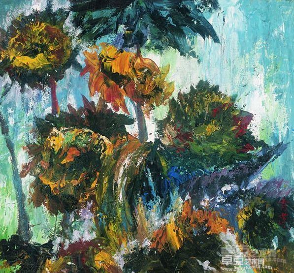 李青萍 葵花 布面油彩 59cmx55cm 1980年代