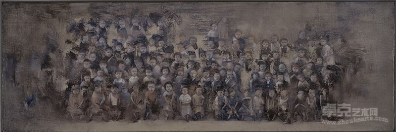 《故园——大合影》胡顺香    布面油画   20x60cm  2012