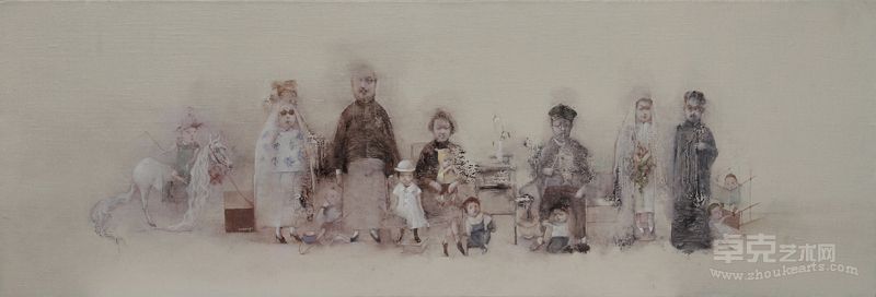 《仿古婚礼》胡顺香 布面油画 20x60cm   2012