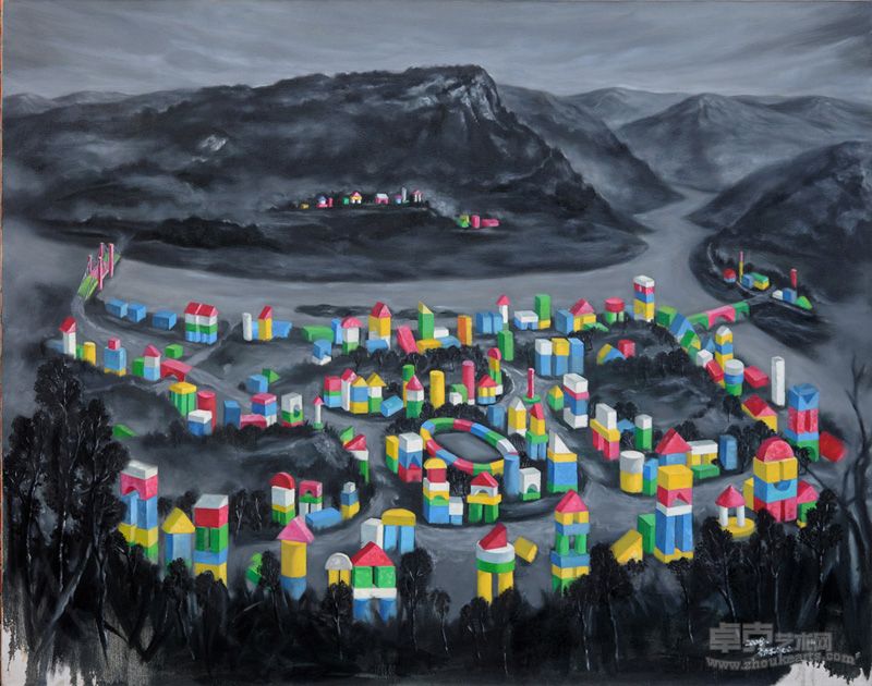 3-孤城系列-即将消逝的城06-布面油画 -190cm×150cm -2008年