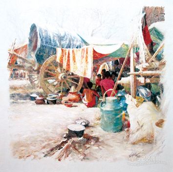 丁泰昂 朴素的生活，油画，75x75cm