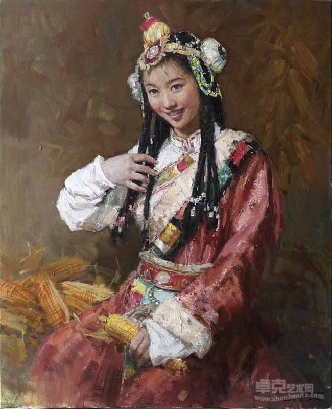 藏族姑娘    布面油画    100×80cm    2011年