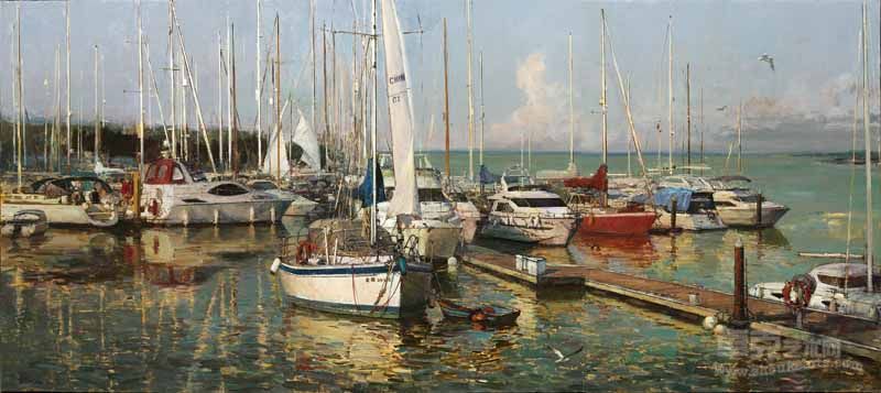 海阔天空    布面油画    200×450cm    2013年
