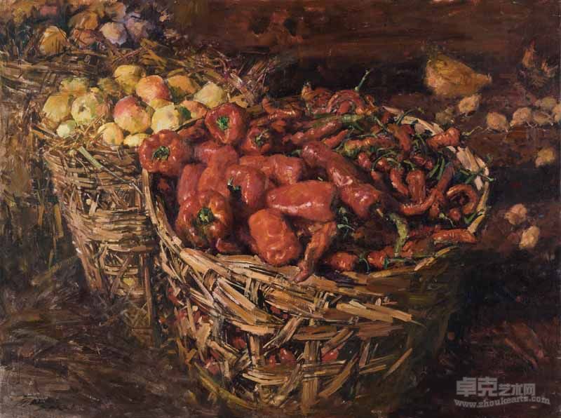 满堂红    布面油画    97×130cm    2002年