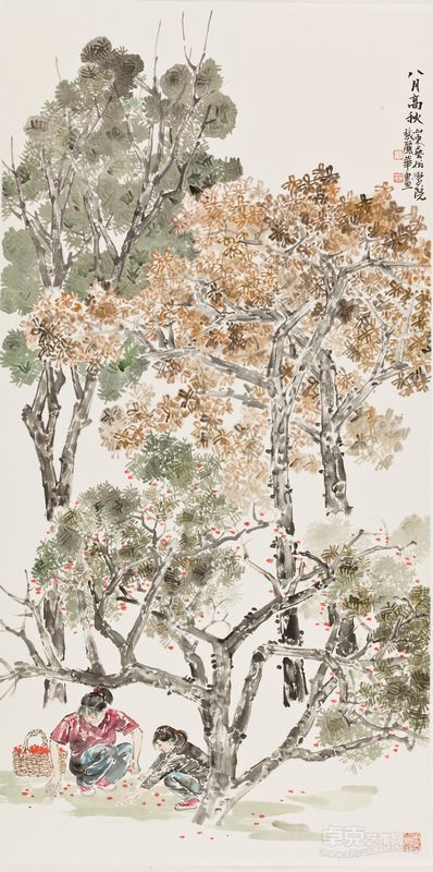 张丽华—八月高秋  68X138cm