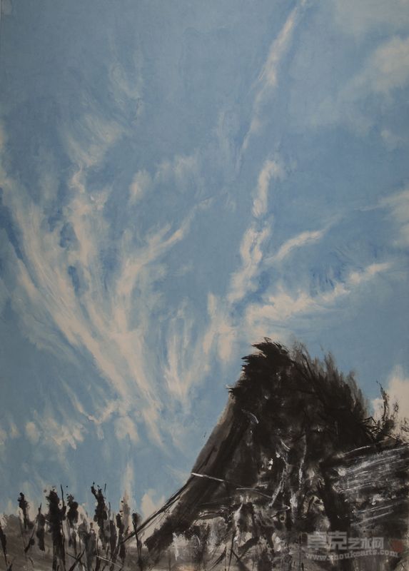 王牧羽《云图·迷城》 175×125  纸本彩墨  2013年
