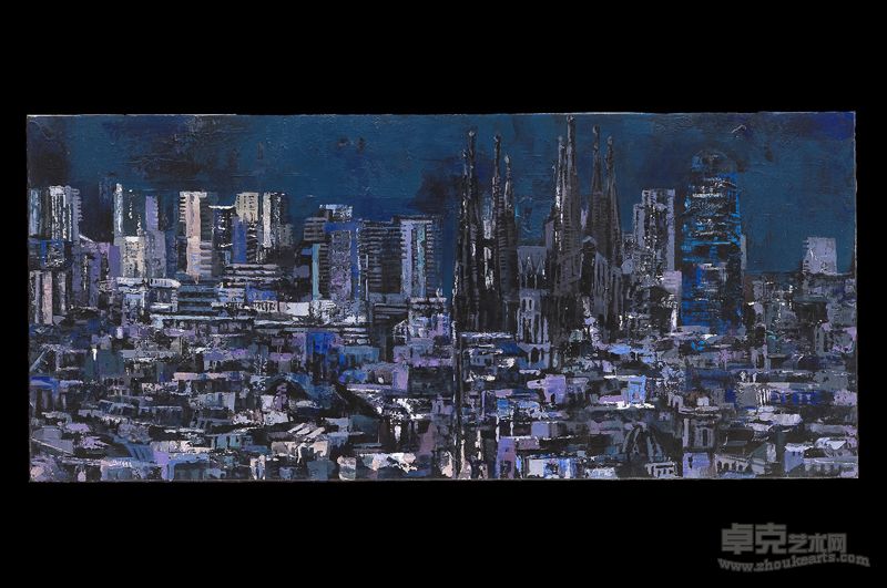 圣家大教堂 巴塞罗那 混合画法 35x80