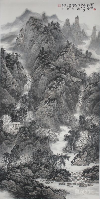 刘泽荣2013年寒溪清晓136×68cm