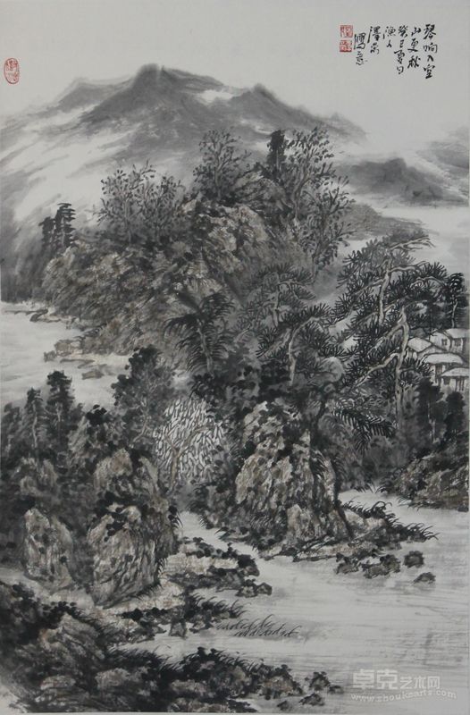 刘泽荣2013年琴响入秋山更空68×45cm