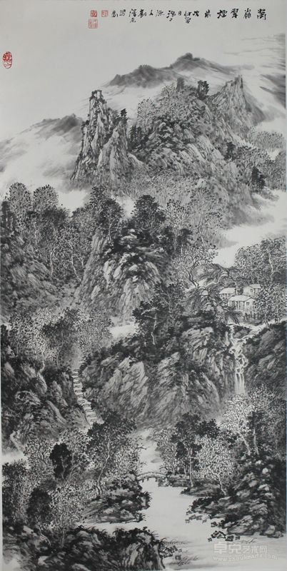 刘泽荣2013年万嶺翠烟136×68cm