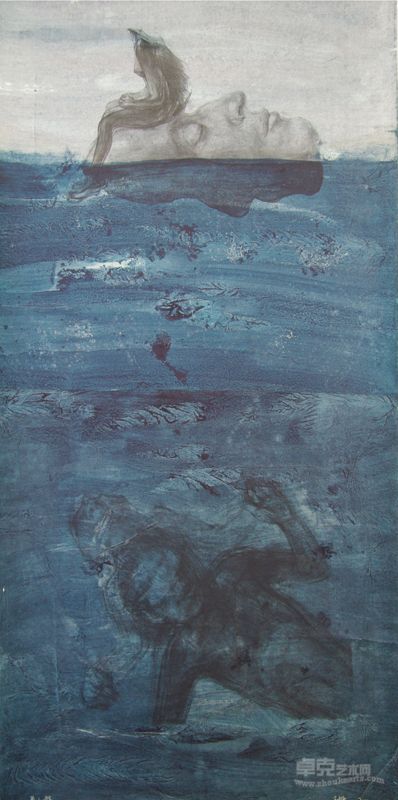 王丹南 《愚人船Ⅰ》石版 手绘 70×145cm  2012年