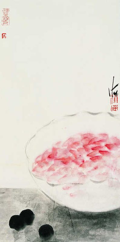 谢海 粉红诱惑 设色纸本 70cm×34cm 2010