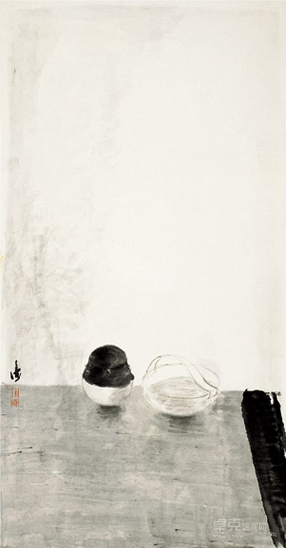 谢海 古董烟缸 墨笔纸本138cm×69cm 2011年